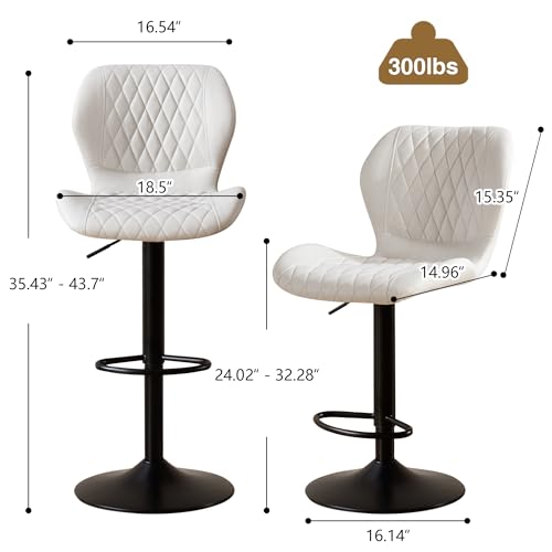 Image of Bar Stools Set of 6, Modern Swivel Counter Height Barstools for Kitchen Island Chairs, Adjustable Fabric Bar Stools with Back for Kitchen Counter Bar, Beige