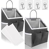 Kanrichu 2pcs Wall Hanging Baskets for Organizing, Hanging Storage Bag as Over the Door Organizer, Wall File Organizer, Rv Storage and Organization. For Bedroom, Office, Camper (Black-Upgraded)