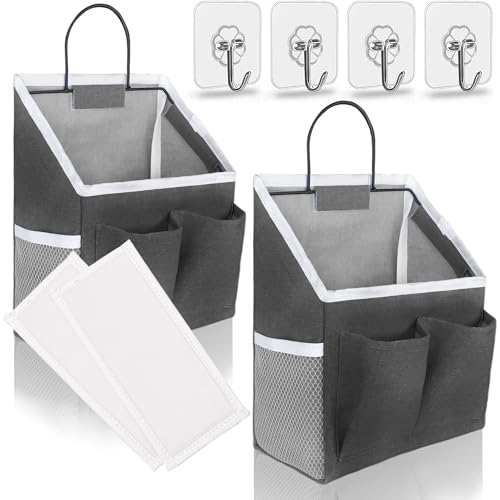 Kanrichu 2pcs Wall Hanging Baskets for Organizing, Hanging Storage Bag as Over the Door Organizer, Wall File Organizer, Rv Storage and Organization. For Bedroom, Office, Camper (Black-Upgraded)