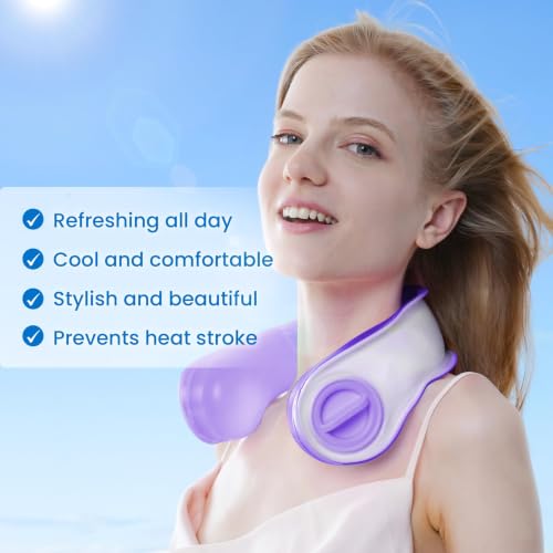 DICEVER Neck Cooler for Hot Weather, Reusable Wearable Ice Water Neck Wrap with Wide Mouth for Ice Cubes, U-Shaped Cooling Neck Pack for Summer Heat, Outdoor Work, Sports, Travel & Hot Flashes, Purple — view 2