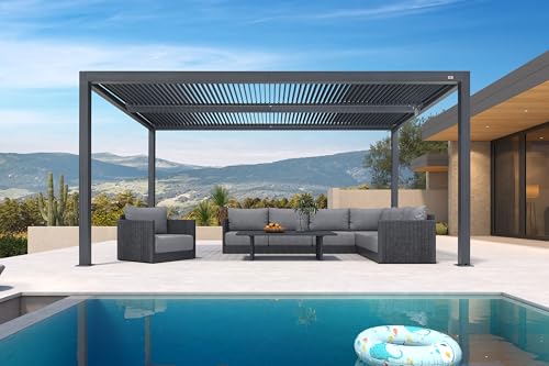 Image of PURPLE LEAF 8-Piece Deep Seating Set w /Table, Woven Rope Patio, Gray