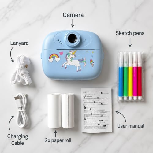 Image of Instant Print Camera for Kids, 48MP Digital Camera with 1080P HD Video, Dual Selfie Lens, Bluetooth & App Control, Portable Photo Printer, Educational Toy Gift for Boys & Girls, (Multicolor)