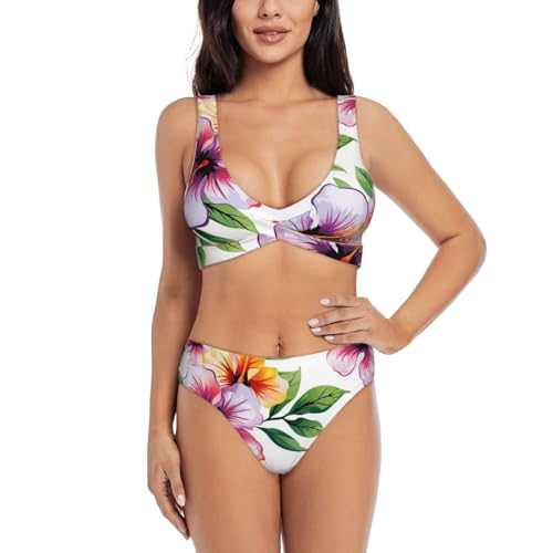 Maillot de bain deux pièces floral hawaïen idéal pour vos soirées et fêtes sur la plage