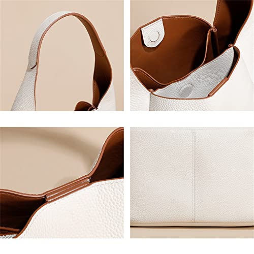 Image of JIUFENG Genuine Leather Bucket Tote Bag Commuter Underarm Shoulder Bag Women Purse