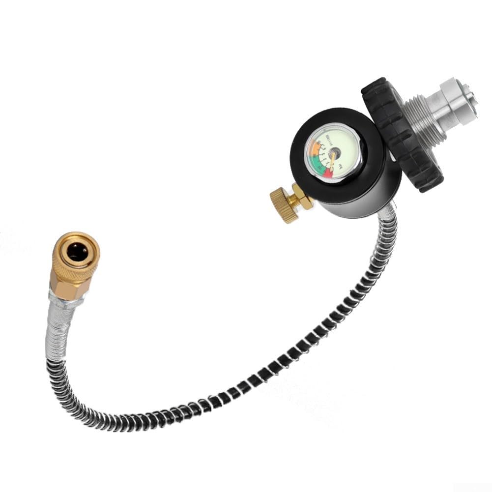 Manometro a cilindro per immersioni subacquee con adattatore DIN G5/8, connettore di riempimento dell'aria in acciaio inossidabile per valvola gonfiabile da 8 mm, gamma 20-30 MPA, nero