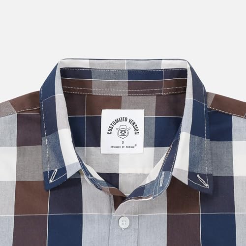 Image of Dubinik Mens Short Sleeve Button Down Shirts Soft Breathable Summer Vintage Regular Fit Lightweight Men's Casual Shirt