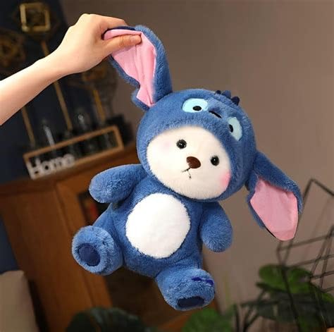 Soft Stuffed Animal,Hoodie Bear Teddy Plush Toy Removable Cap with Long Ears for Birthdays Special Occasions Boys, Girls, & Kids Navy Blue, 28 cm Soft