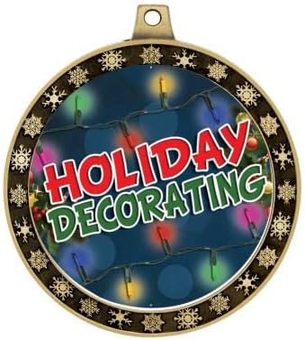 Crown Awards Holiday Decorating Winter Seasonal Award Medals with Gold Ribbons, 2.5" Gold Holiday Decorating Winter Trophies Prime