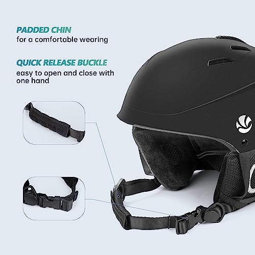 VANRORA Ski Helmet, Snowboard Helmet - Black, M