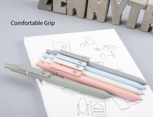 Jisomin Retractable Quick Dry Ink Pens, Smooth Writing Pens, 0.5Mm Fine Point Black Ink, Perfect For Office School Supplies Gifts For Women Men, Pack Of 5Pcs (Morandi) #TOP4