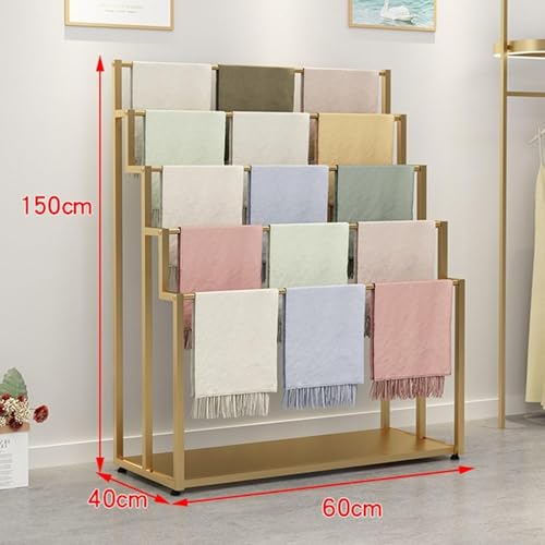 Présentoir À Foulards sur Pied, Porte-Cravates en Métal À 5 Niveaux pour Une Présentation Organisée des Articles en Magasin De Vêtements(Blanc - 60 X 40 X 150 Cm)