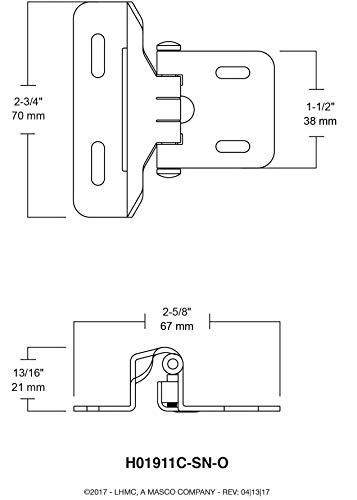 Liberty H01911C-Sn-O 1/4-Inch Semi-Wrap Overlay Hinge (2 Count) #TOP3