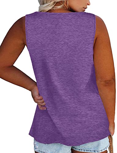 Image of Womens Plus Size Tank Tops Summer Button Down Henley Shirts Sleeveless Tops