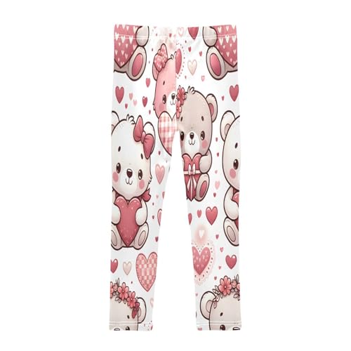 Bolaz Toddler Girls Leggings Printed Yoga Pants Leggings Pink Bear for Kids2
