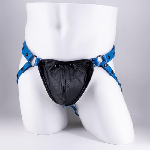 PU Leather Men's Jockstrap Body Harness – Adjustable Fit, 4 Colors (Black/Red/Blue/Green2