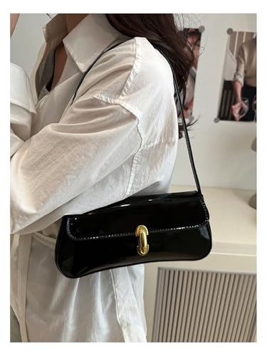 Women's Glossy Flap Underarm Bag PU Leather Shoulder Handbags Y2K Purses3