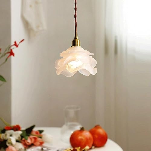 Candelabro lámpara colgante flor de cristal E27 retro para techo de sala 4