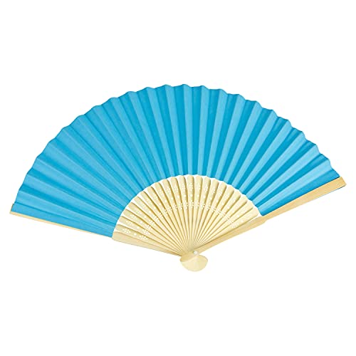 VON LILIENFELD Abanico Bella - Abanicos de papel, turquesa, 20 x 30 cm, Contemporáneo