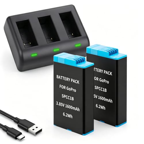 2-Pack Max Battery with Fast Triple Charger Hub for GoPro MAX 360 Accessory