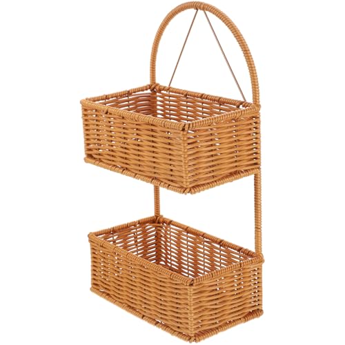 Artibetter 壁掛け収納バスケット 段式手編み風ラタン調 花用吊り下げバスケット キッチン浴室用 装飾インテリア兼用