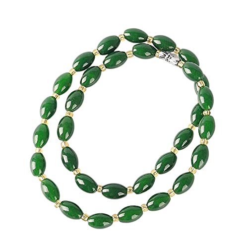 yigedan Collar de cuentas redondas de jade verde natural, Jade, Jade
