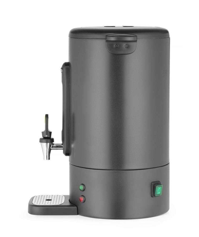 HENDI Percolateur à café 14L, cafetière à percolation avec paroi simple et robinet anti-gouttes, filtre intégré, 230V, 50/60Hz, 1750W, 357x380x(H) 502mm, noir mat, Inox, PP