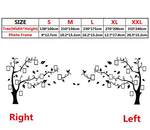 3D Tree Wall Stickers - Diy Photo Frame Tree Wall Decal Family Photo Frame Sticker Murals Wall Decor Living Room Bedroom Tv Background Home Decorations (S:54 * 39In,Black Right) #TOP1