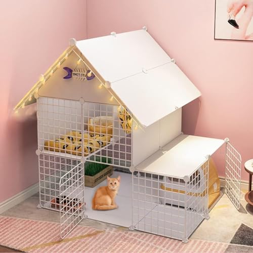 イーブス猫ケージ猫猫取り外し可能なワイヤー屋内diy犬小屋の木枠1-2猫に最適なトレーニング(サイズ:111x75x110cm) FANDIAO