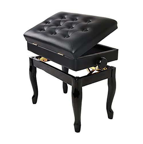 Banc de piano réglable avec rangement – Bois massif, confortable pour tous les âges, parfait pour la pratique musicale et la performance