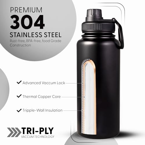 Image of DOCAT Water Bottle 1 Litre, Stainless Steel Sipper Water Bottle, Leak Proof Lid, Rust Proof, 24 Hours Hot and Cold Thermosteel Vacuum Insulated Water Bottle