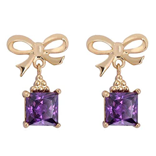Boucles d'oreilles or jaune 14k et améthyste carrée au design d'exception