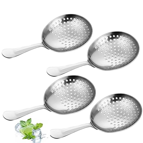 Boao 4 Pack Julep Strainers Stainless Steel Strainer Cocktail Spoon