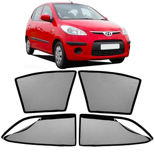 Image of AutoStory Magnetic Car Sunshade for i10 2007-2017 | Front Half Cut for Mirror Visibility + Rear Full Coverage with Zipper | Heavy Heat & UV Protection | Privacy Side Window Curtains Shades