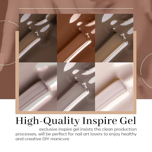 Image of DUDUSTRONG Bolt Bee Gel Glossy Finish Nail Polish Kit Gel Nail Polish Set - 6 Colors Fall Winter Nude Coffee Brown Gray Gel Polish Neutral Dark Brown (A1 C Nude Brown (124+62+1+2+134+127)), 90 Ml