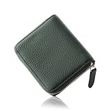 [PURCHIC] ミニ財布 二つ折り財布 財布 レディース 本革 コンパクト 軽量 薄型 スキミング防止 お札が折れない (ダークグリーン)