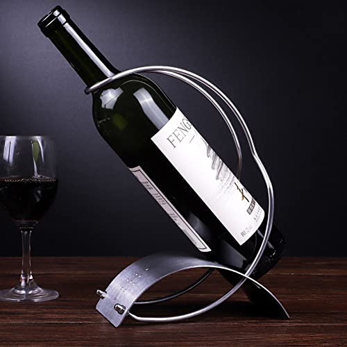 Single Bottle Countertop Wine Holder, Free Standing Metal Wine Rack for Table Top Wine Bottle Storage Rack Perfect Wine Holder Stand