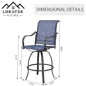 Lokatse home outdoor swivel bistro stool set of 4 for balcony poolside backyard garden blue  urban country home decor