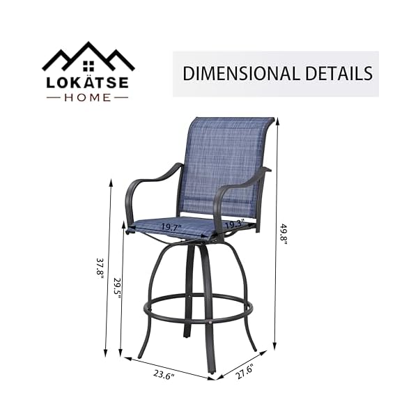 Lokatse home outdoor swivel bistro stool set of 4 for balcony poolside backyard garden blue  urban country home decor