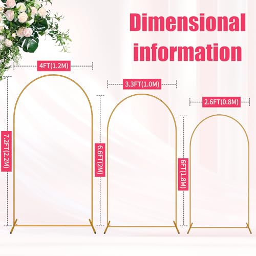 2 Pack Arch Backdrop Stand (7.2FT/6FT), Metal Backdrop Arch Stand, Decoration Balloon Arch Stand, Gold Wedding Arch Stand for Party Backdrop - Image 4