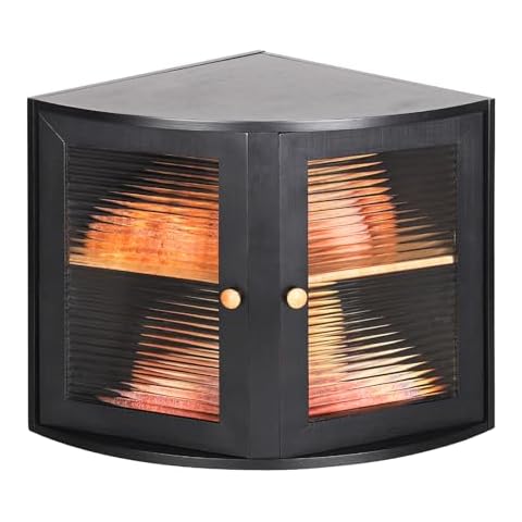 HOMEKOKO Double Layers Bamboo Corner Bread Box for Kitchen Counter, Vintage Wooden Large Capacity Bamboo Bread Food Storage Bin (Black) Cover