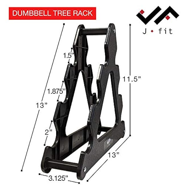 JFIT Dumbbell Tree Rack, Black - Holds up to 40 lbs of Dumbbells (NO WEIGHTS INCLUDED)