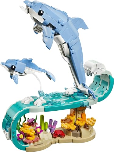Image of LEGO Creator 3 in 1 Sea Animals: Beautiful Dolphins Toys - Rebuilds into a Seahorse or Crab - 31385