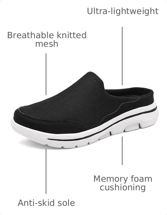 Image of Slip On Mules & Clogs for Womens Mens Light Open Back Shoes Comfort Walking Shoes Breathable Slippers Closed Toe Slides