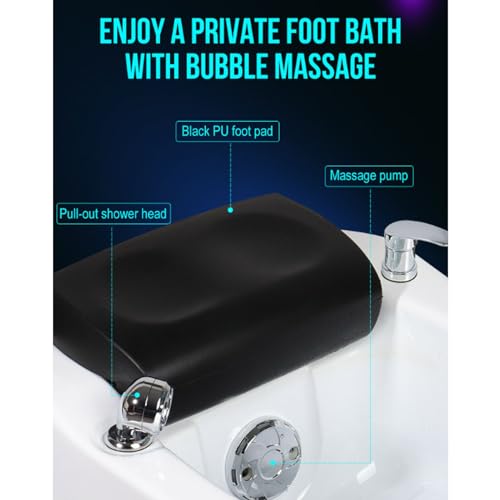 Spa de pies acrílico con masaje, luz colorida y reposapiés miniatura 6