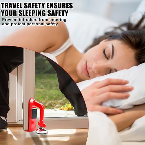 Türstopper Alarm, Door Jammer, Tragbare Türverriegelung Einbruchschutz Sicherheitsgerät für Zuhause, Hotel Reisen und persönlichen Schutz Einstellbares Türstopper mit Alarm 80db (Rot)