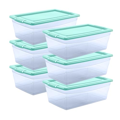 Guateplast - Juego de 6 Contenedores de Almacenamiento de Plástico 6Qt (6 litros) | Contenedores plásticos para organizar el Hogar | Cajas de Plástico |...