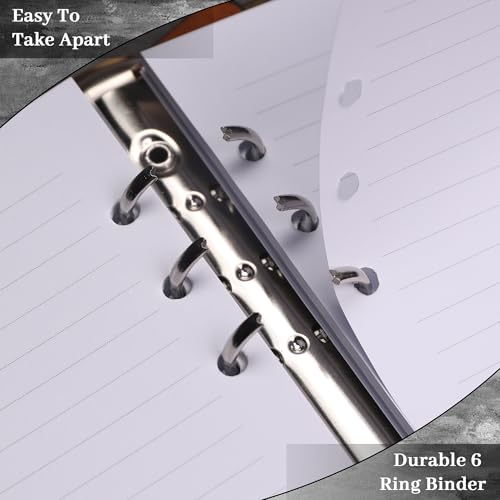 TIEFOSSI A5-Ringbuch mit 6 Ringen Tagebuch für Frauen und Männer, Hardcover Notizbuch aus PU-Leder, Vintage-Baum-Notizbücher, College Lineatur für Schule, Arbeit, Reise & Organisation