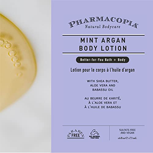 Pharmacopia Mint Argan Body Lotion – Moisturizing Aromatherapy Body Cream With Natural & Organic Ingredients – Vegan, Cruelty Free, Aromatic Body Moisturizer, 16 Oz #TOP3