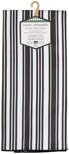 Image of Now Designs Black Collection Recycled Microfibre Dishtowel, W18 x L28in, Soft & Versatile Kitchen Towel