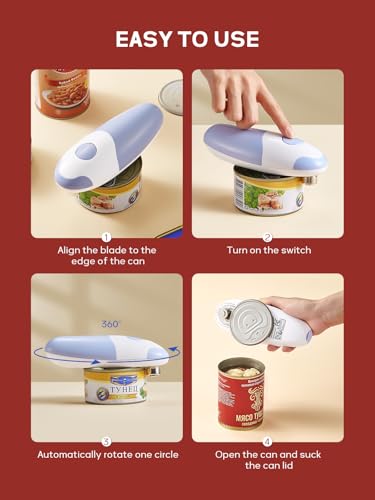 Reemix Elektrischer Dosenöffner, Batteriebetrieben, Einhandbedienung, Automatisch & Freihändig, Passt auf fast alle Dosen, Sicherer Schnitt ohne scharfe Kanten (Batterien nicht enthalten) (Blau Grau)